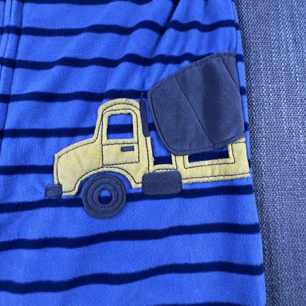 Carter's One Piece Footed Pajamas Blue Stripe Embroidered Dump Truck Boys 4T NWT